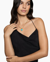 Albion® Pendant in 18K Yellow Gold with Turquoise and Diamonds, 15mm